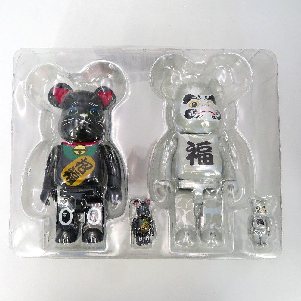 BE@RBRICK BAPE?? 招き猫 黒メッキ／達磨 白メッキ 100% & 400%（4体