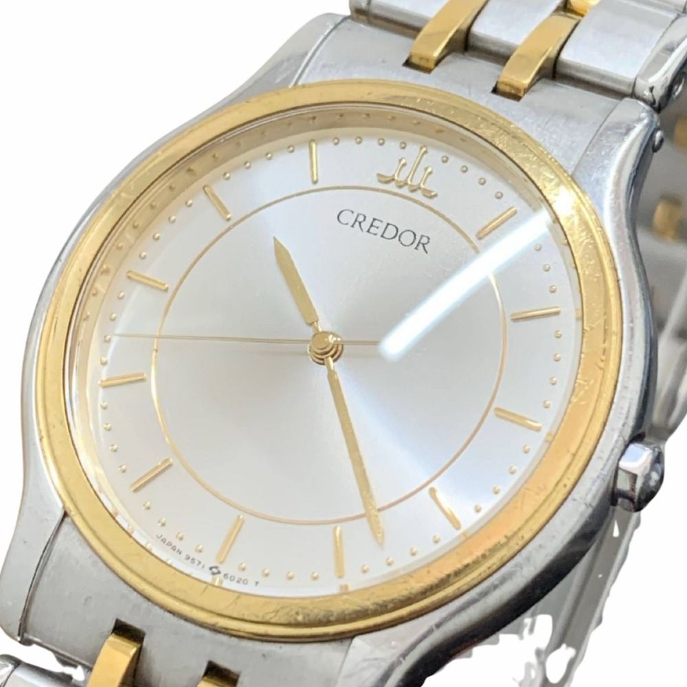 クレドール 腕時計 K18ベゼル×ステンレス クォーツ 33mm 9571-6020