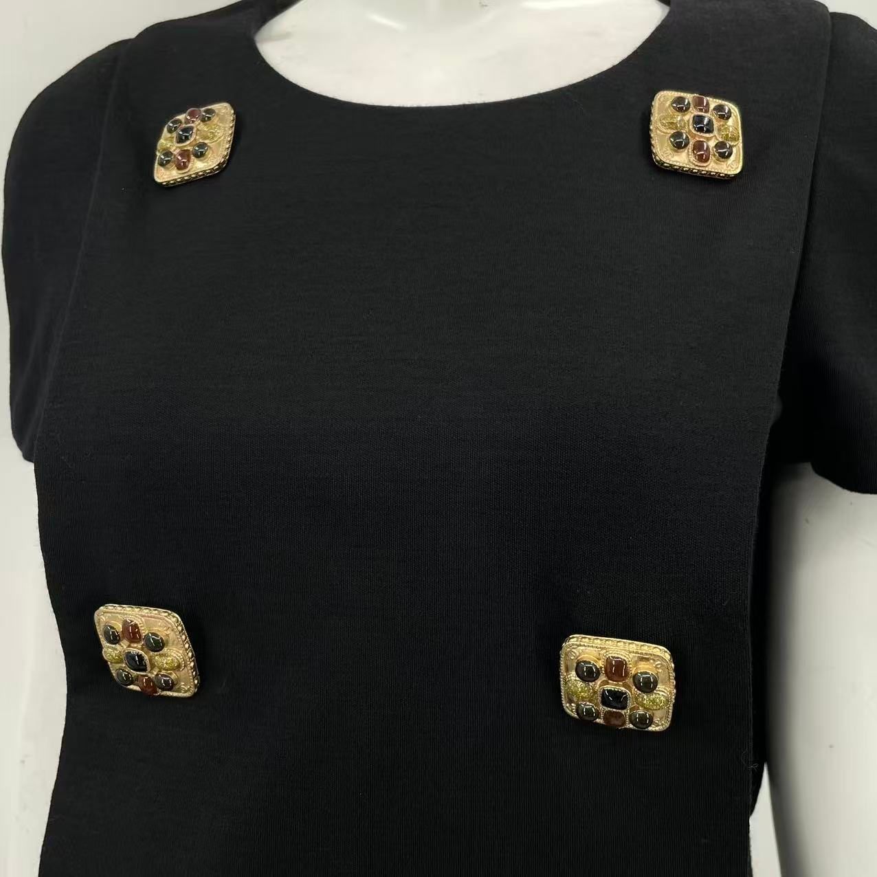 レア 極美品 CHANEL シャネル ワンピース グリポワ 宝石装飾 ウール  