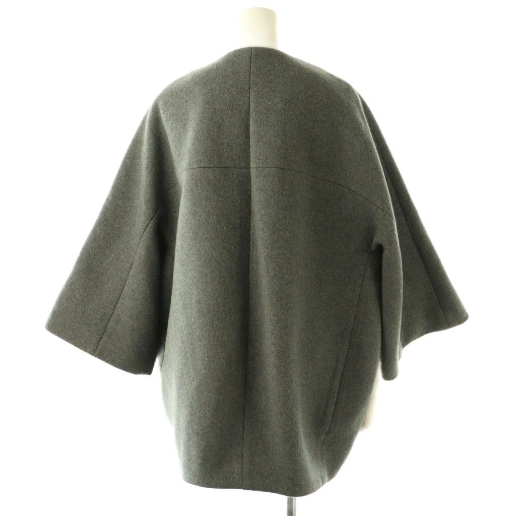 シェリエ sheller pocket fur cocoon coat コート ノーカラー