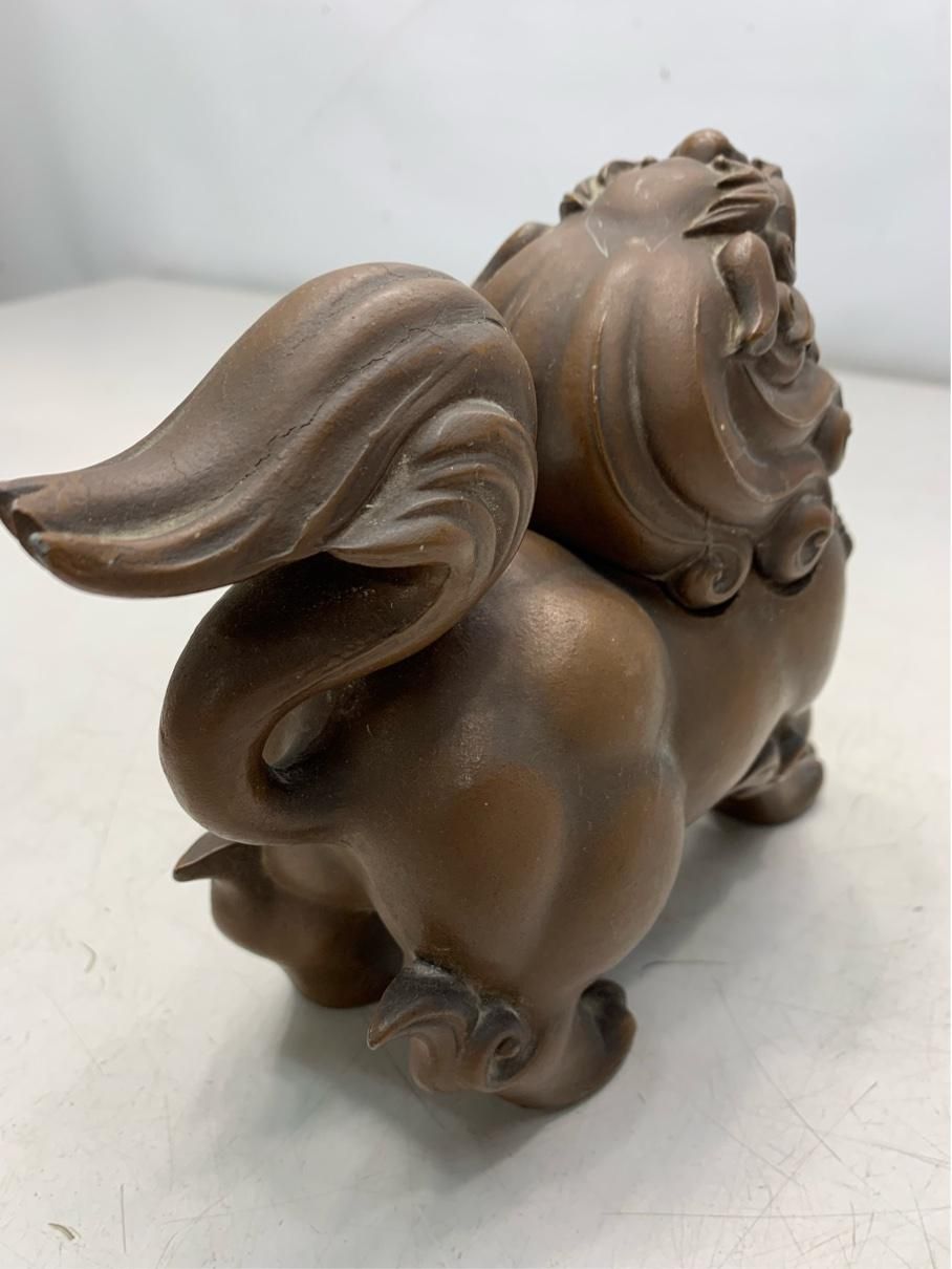 貴重 獅子香炉 高岡銅器 在銘 亜鉛合金 金属工芸 骨董 アンティーク