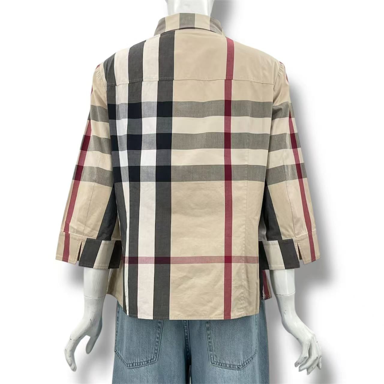 極美品 BURBERRY LONDON バーバリー ロンドン シャツ 七分袖 騎士ロゴ