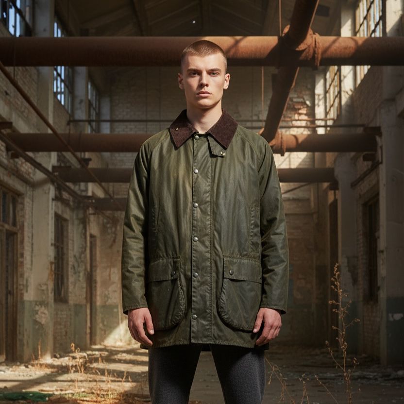 USED/古着】80s Barbour バブアー カーキ ビデイル BORDER ボーダー