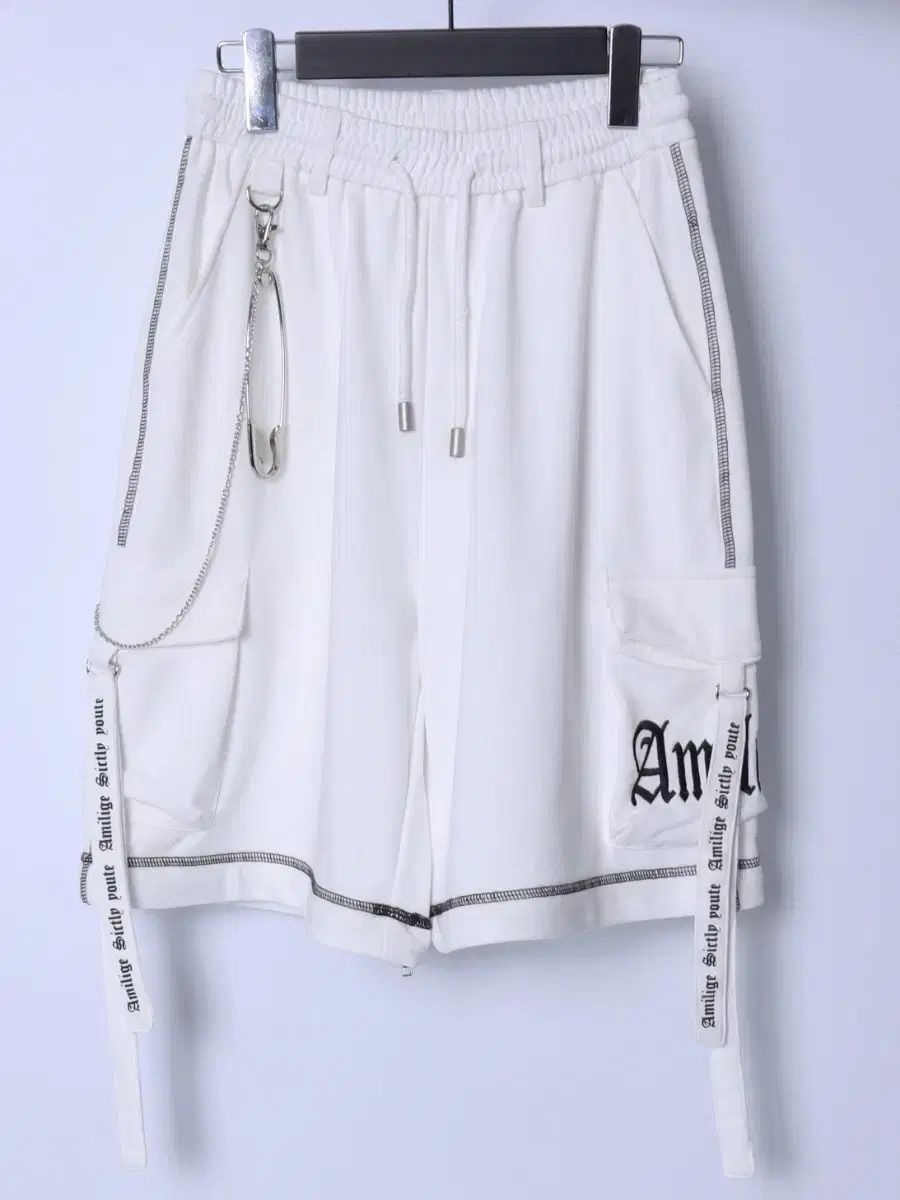 amiligeアミリージュ 2way ツーウェイ ロゴテープ ジョガーパンツ 白
