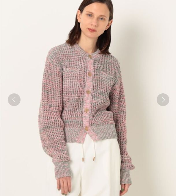 美品 CABaN コットンカシミヤミックスクルーネックカーディガン ピンク 美品 CABaN コットンカシミヤミックスクルーネックカーディガン ピンク