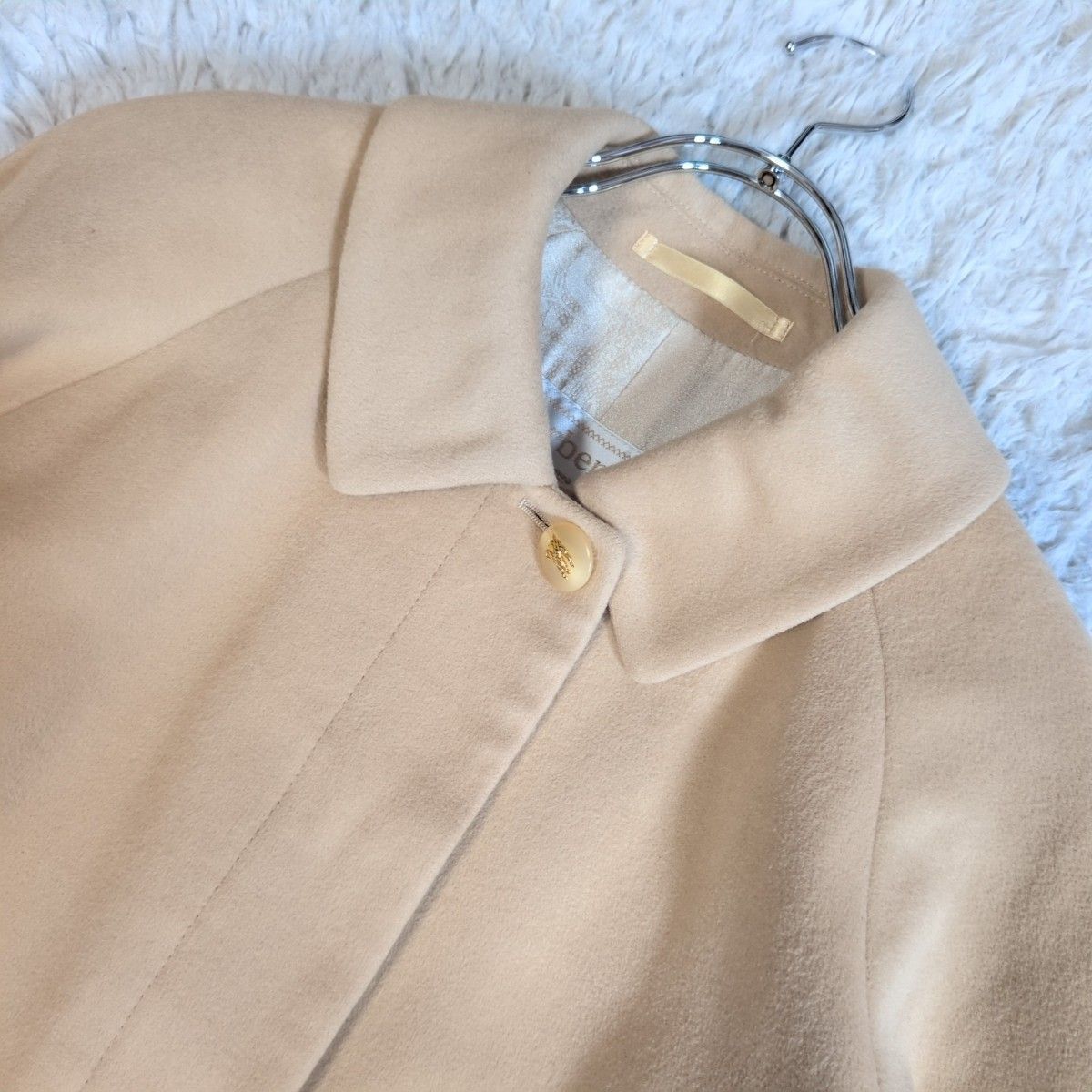 希少✨ BURBERRY バーバリー 裏地ロゴ総柄 アンゴラ混 ステンカラー