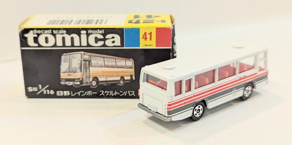 トミー 黒箱/小田急特注 トミカ 日野レインボースケルトンバス 白 内装