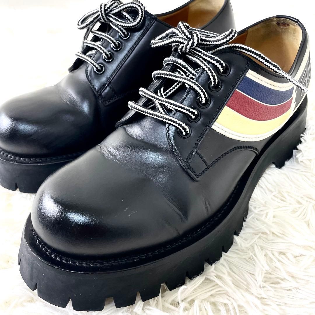 グッチ GUCCI レザー ダービーシューズ ブラック 黒 シェリーライン