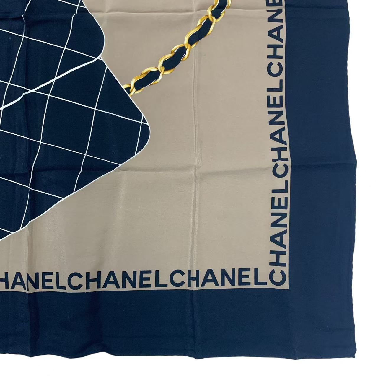 N2859 シャネル CHANEL スカーフ マトラッセバッグモチーフ柄 ネイビー 