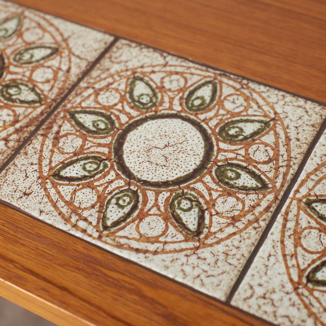 英国 ヴィンテージ タイルトップ コーヒーテーブル チーク 木製 ミッド