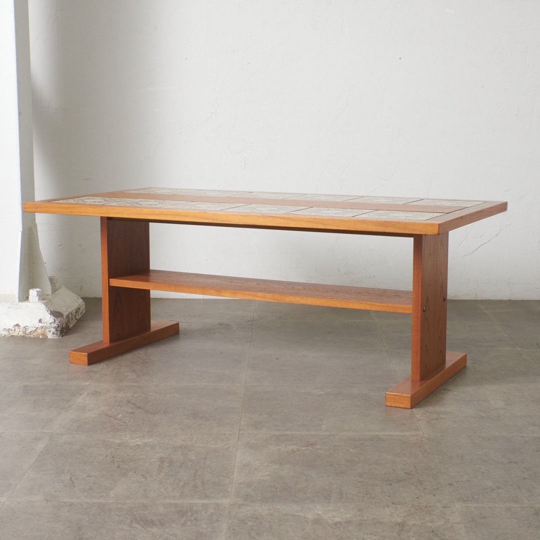 英国 ヴィンテージ タイルトップ コーヒーテーブル チーク 木製 ミッド