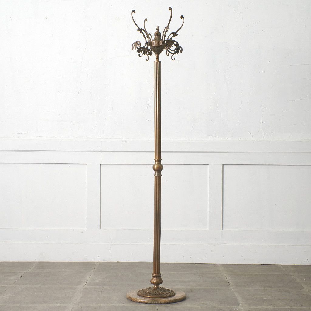 ヨーロピアン クラシック スタイル ポールハンガー 大理石 真鍮 帽子