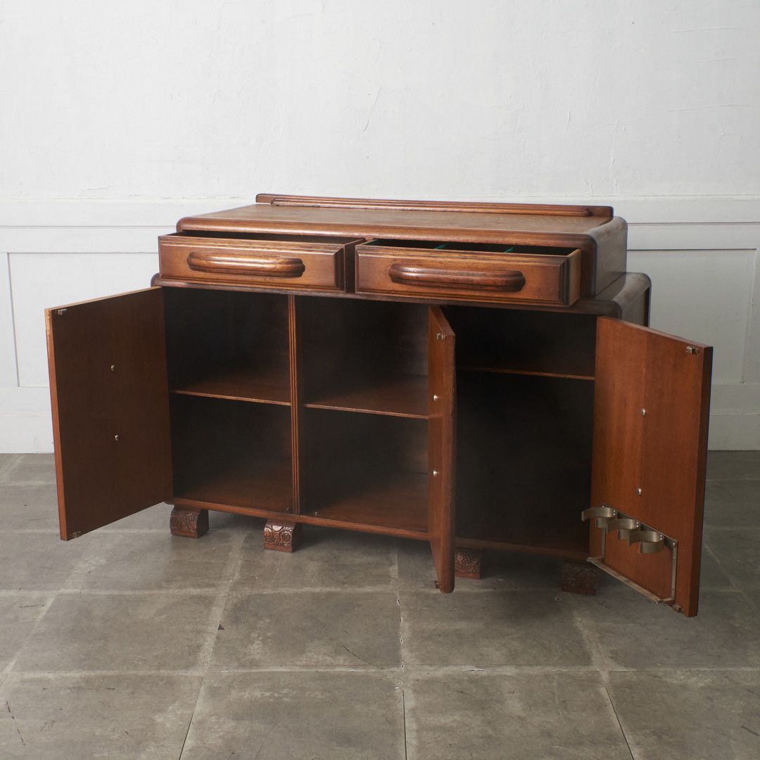 英国 アンティーク オーク サイドボード アールデコ 様式 カップボード