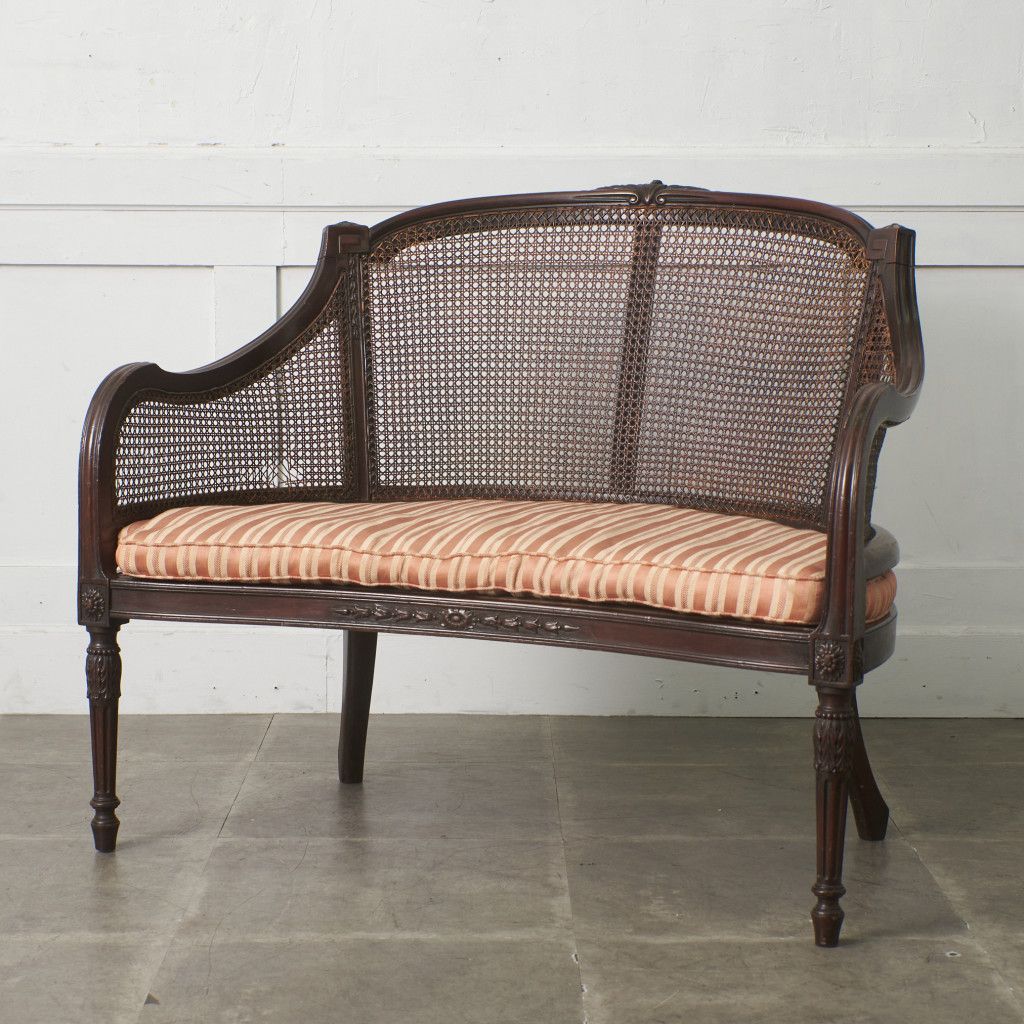 ヴィンテージ ラタン アームチェア2/2個目 クラシック 籐張り 2人掛け ソファ アームチェア 長椅子 2P ラウンジ