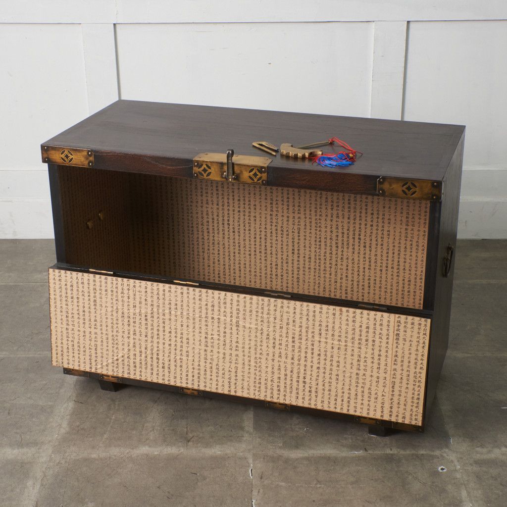 李朝家具 無垢材 古鉄金具 半閉櫃 バンダジ 半閉じ箱 時代物 朝鮮 収納