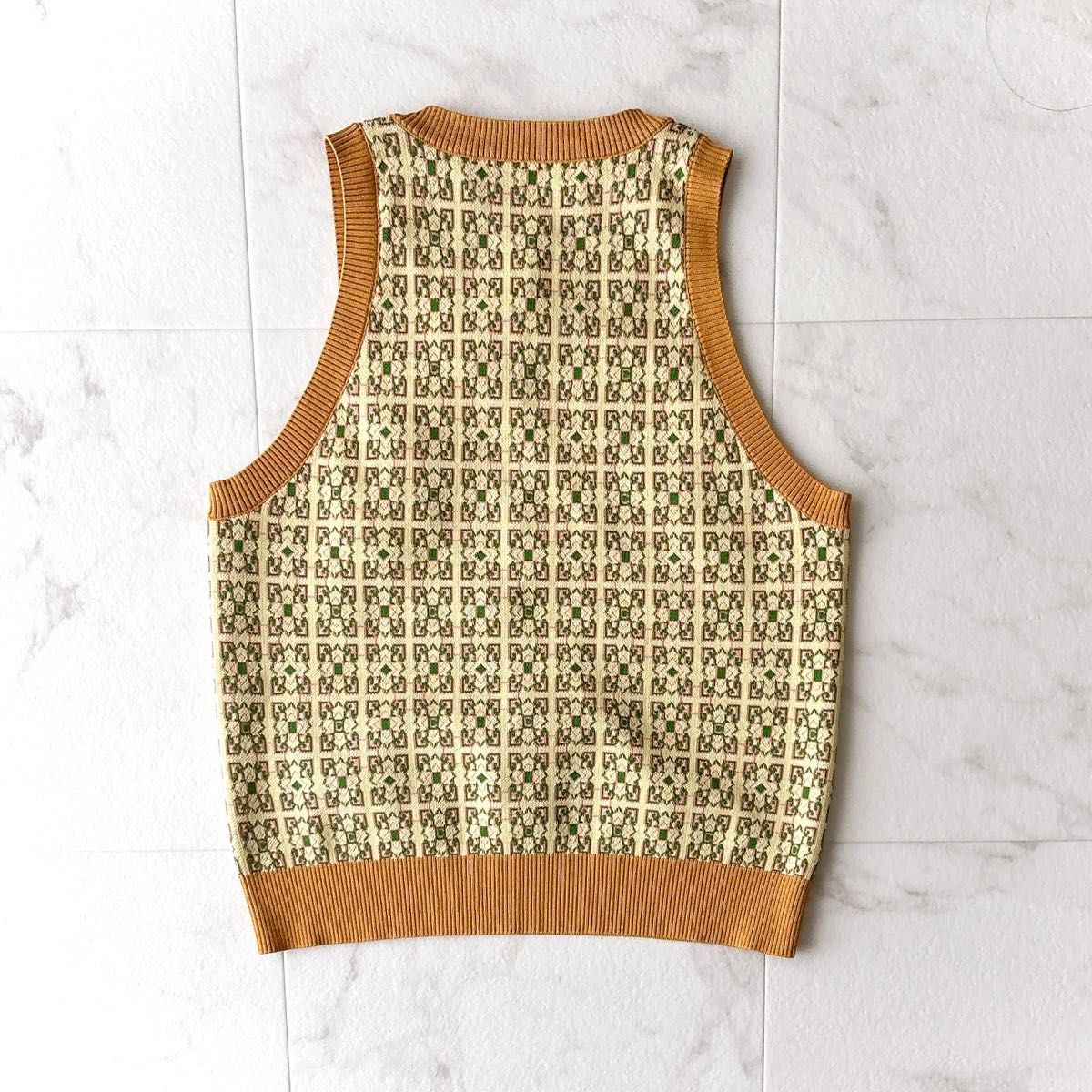 cnr0072* 美品 CABaN キャバン スクエアジャガード アメリカンスリーブ