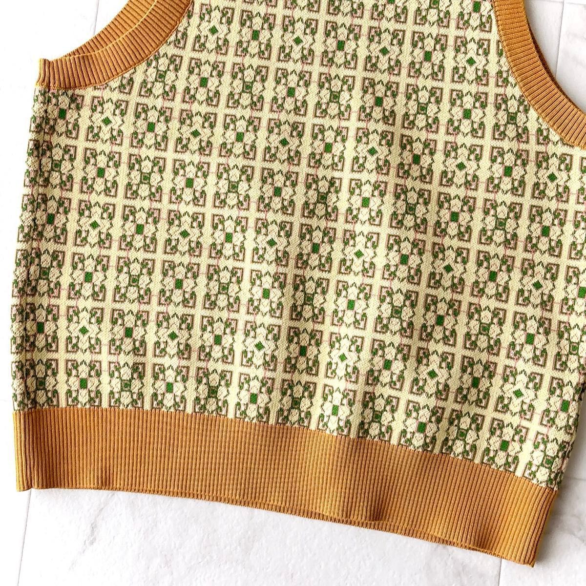 cnr0072* 美品 CABaN キャバン スクエアジャガード アメリカンスリーブ