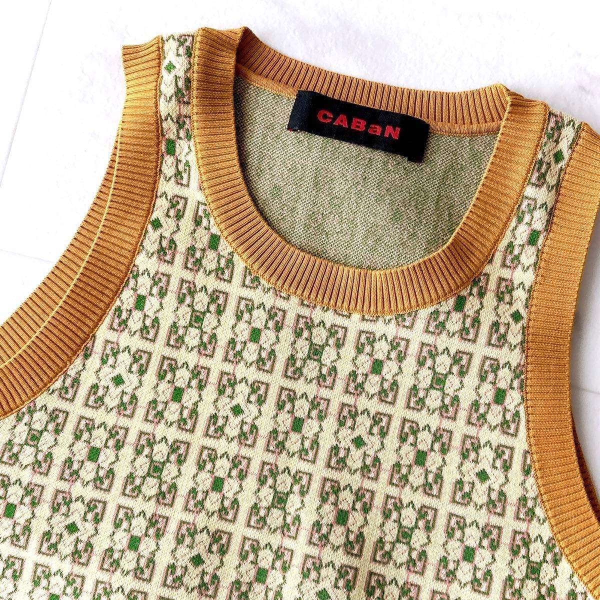 cnr0072* 美品 CABaN キャバン スクエアジャガード アメリカンスリーブ