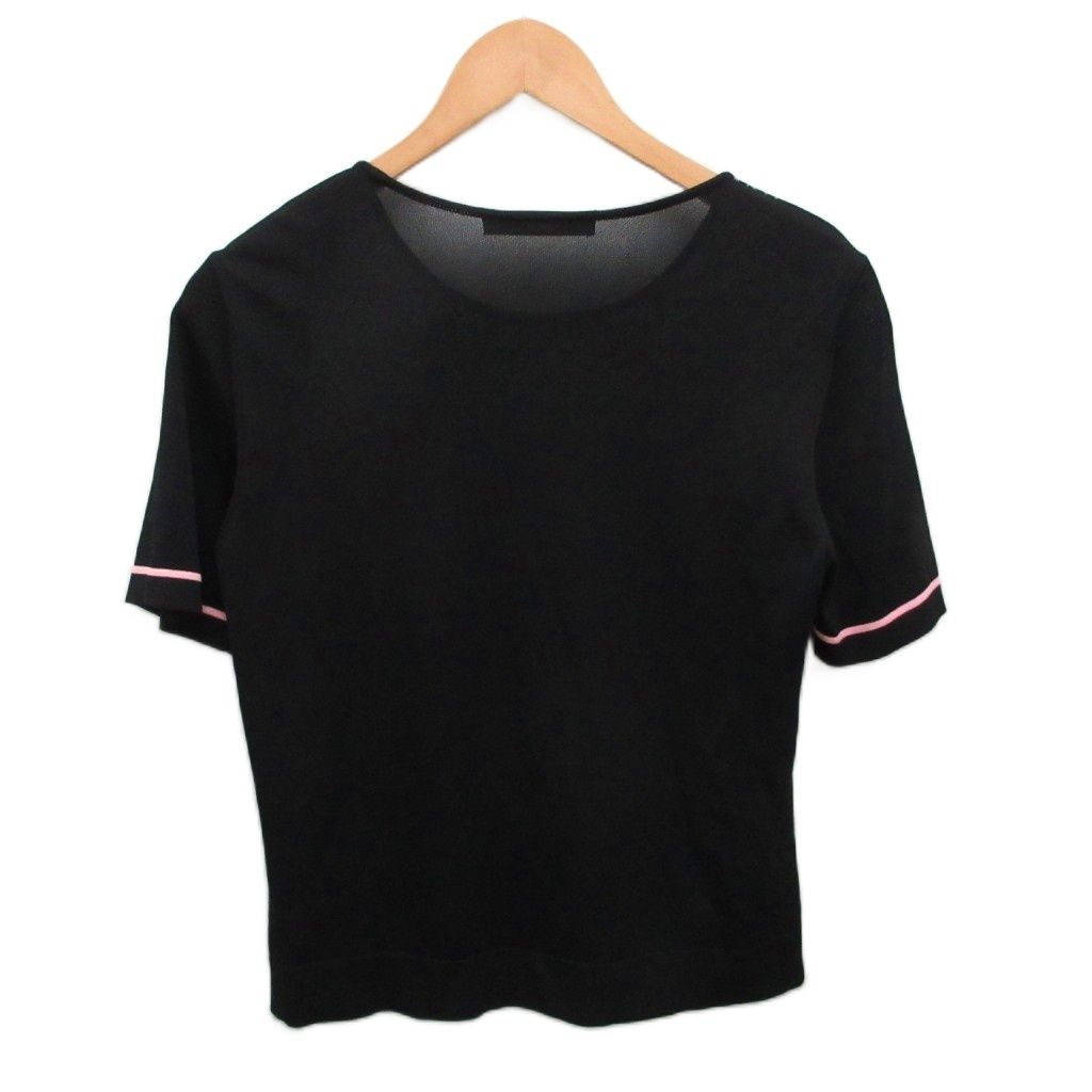 レオナール LEONARD カットソー Tシャツ 半袖 花柄 黒 ブラック 38