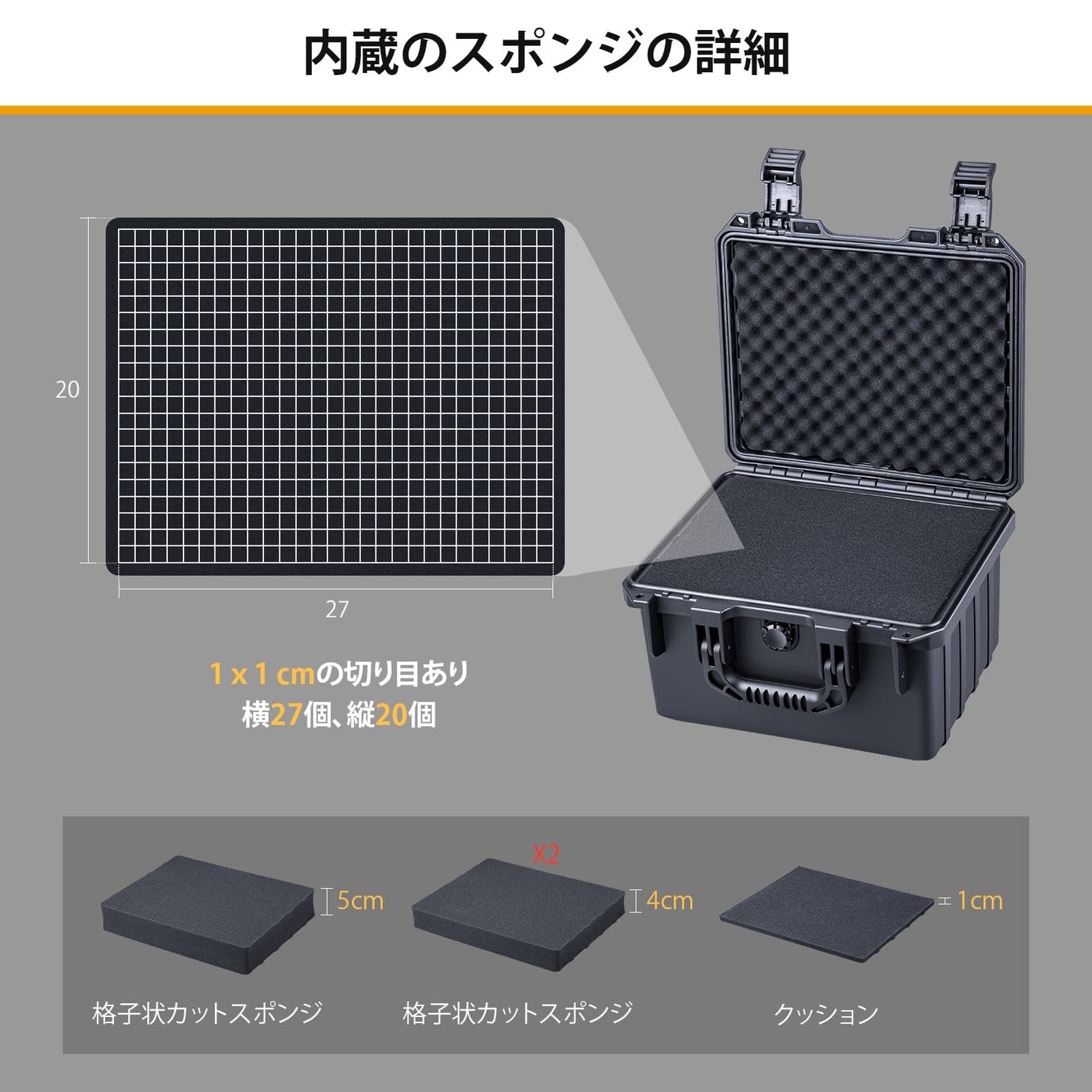 新品 Lykus HC-4610 防水ハードケース 格子状カットスポンジ内蔵 Amazon.co.jp: Lykus HC-4610 防水ハードケース 格子状カットスポンジ