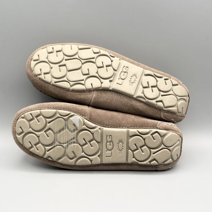 UGGアグ✩アンスレーリボン付きモカシン✩22cmベージュ✩美品 UGG モカシンスリッポン ムートンシューズ スレート USA5/JP22cm