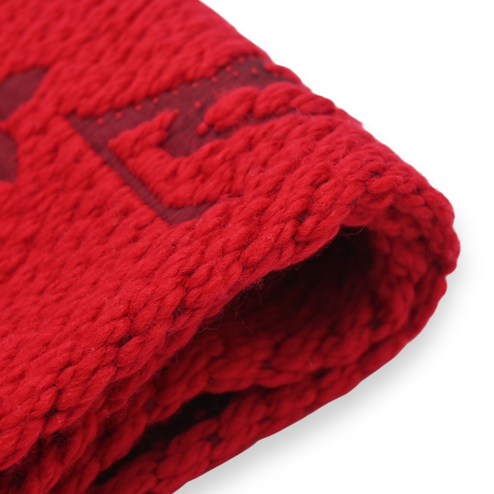 ルイヴィトン モノグラム エシャルプ ロゴマニア マフラー レッド A