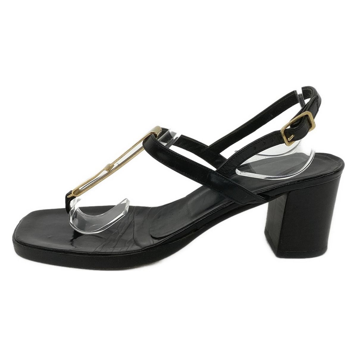 GUCCI(グッチ) サンダル 35 1/2 C - 060142 黒×ゴールド レザー - メルカリ