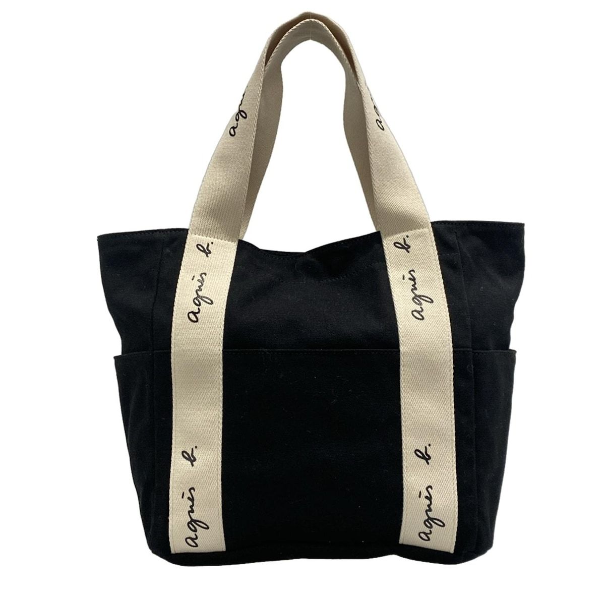 agnes b(アニエスベー) トートバッグ美品 - 黒×アイボリー - メルカリ