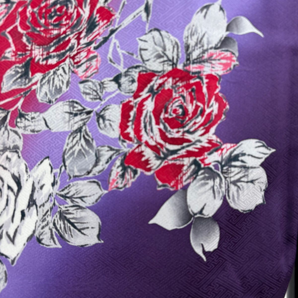 美品】 振袖 身丈159cm 裄丈68cm L 袷 袋帯フルセット 薔薇 染め分け