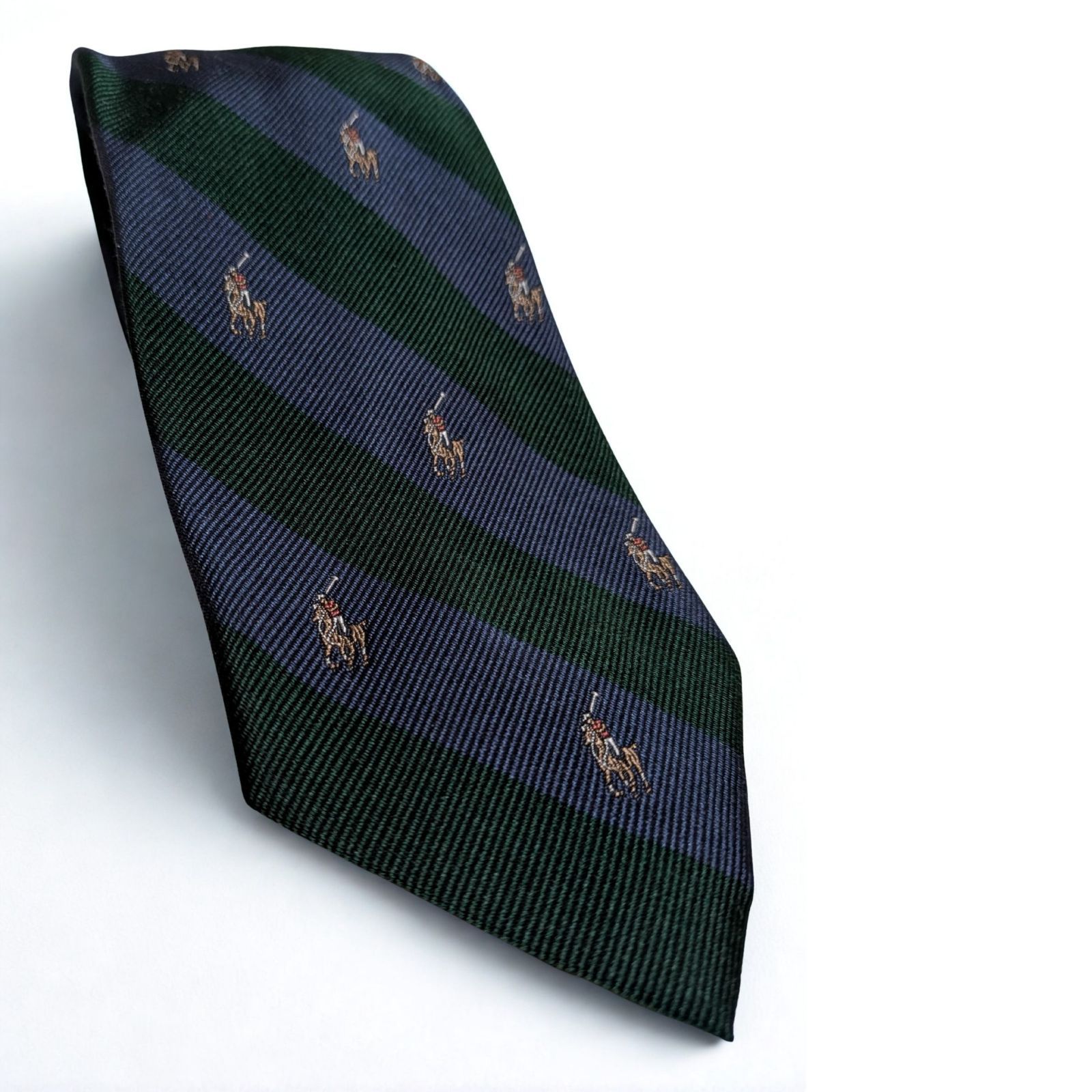 人気】Polo Ralph Lauren 菱屋製 ネクタイ 緑×紺 レジメンタル