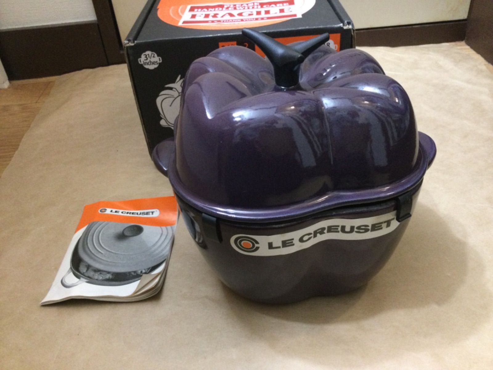 未使用 ル・クルーゼ ピーマンココット 両手鍋 18cm 2L AUBERGINE