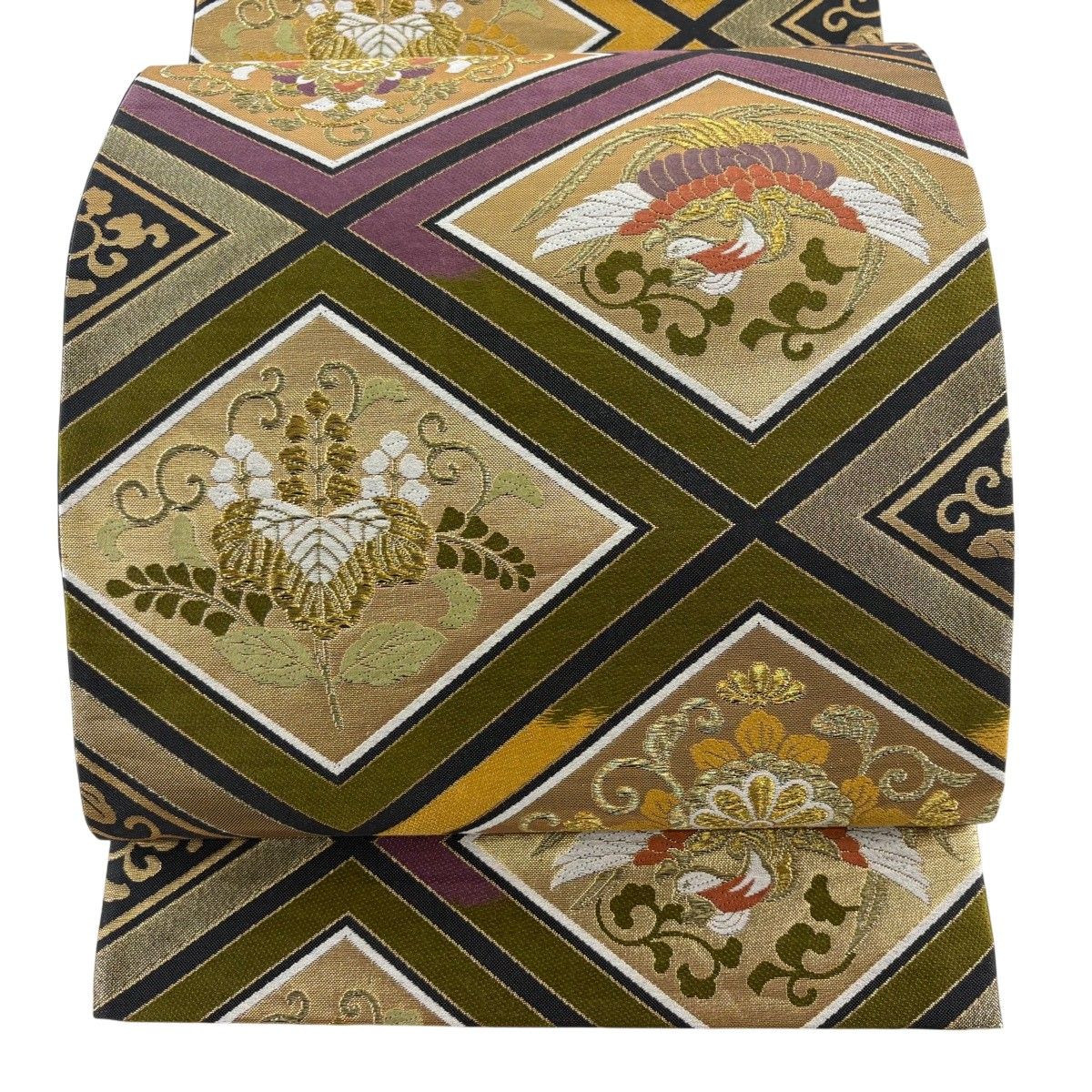 袋帯 秀品 鳳凰 桐 唐織 箔 鶯色 六通 正絹 【中古】 - メルカリ