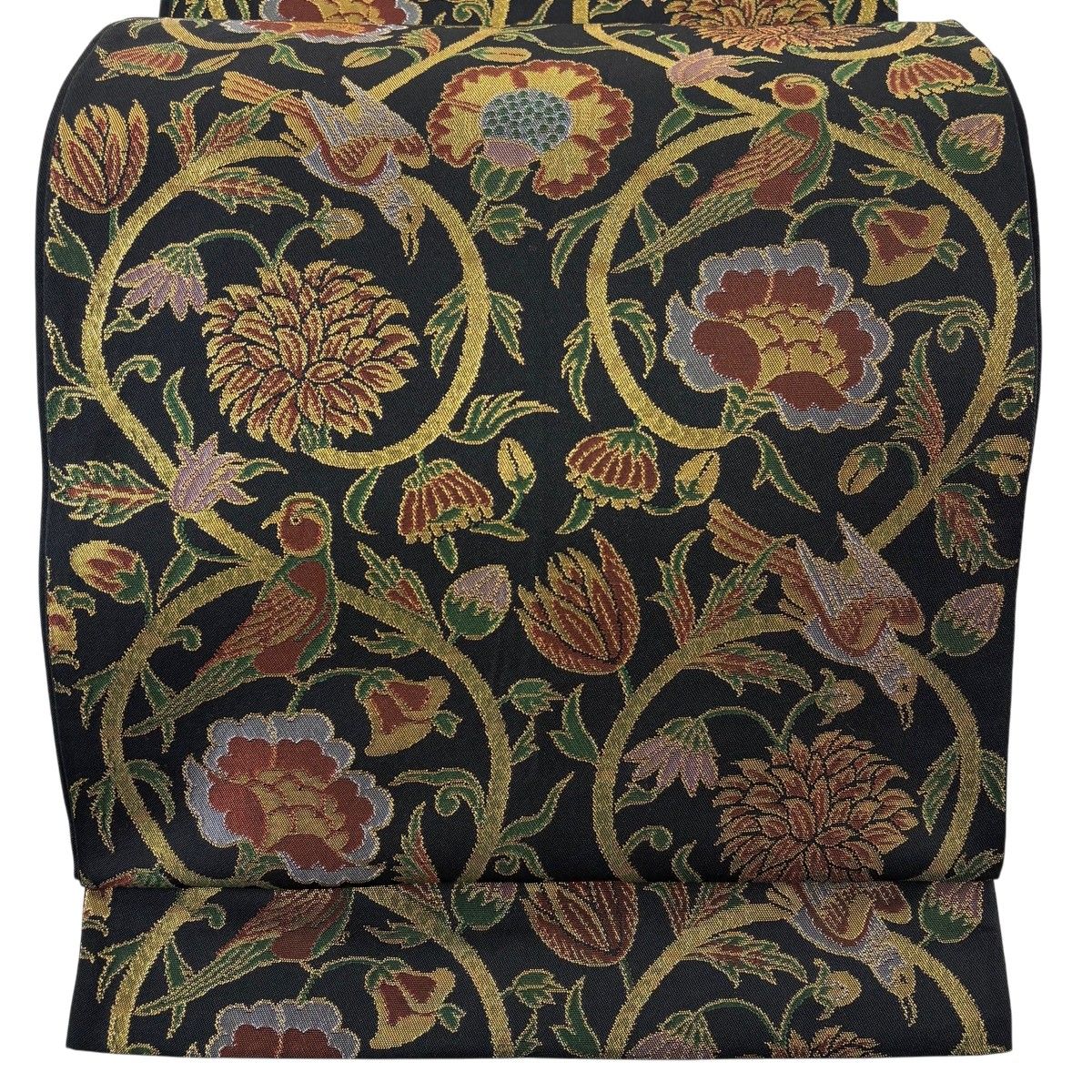 袋帯 秀品 織悦 落款 草花 鳥 箔 黒 全通 正絹 【中古】 - メルカリ