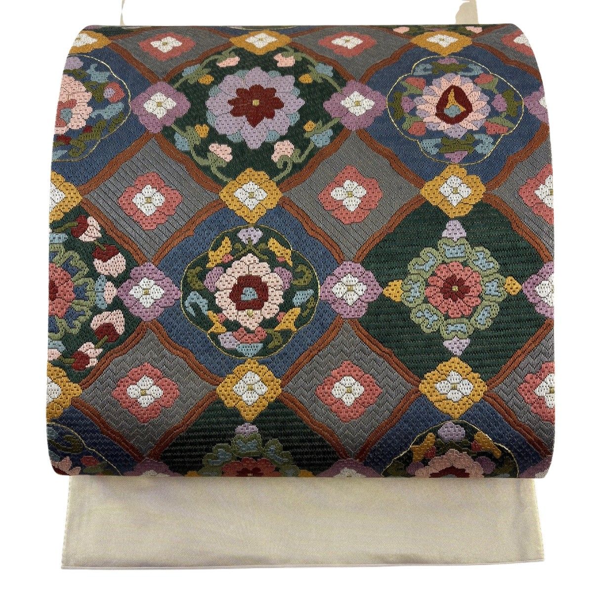 袋帯 お太鼓柄 正絹 地紋 銀通し 華文 刺繍 未使用 イ5596 袋帯 お太鼓柄 正絹 地紋 銀通し 華文 刺繍 未使用 イ5596 - メルカリ