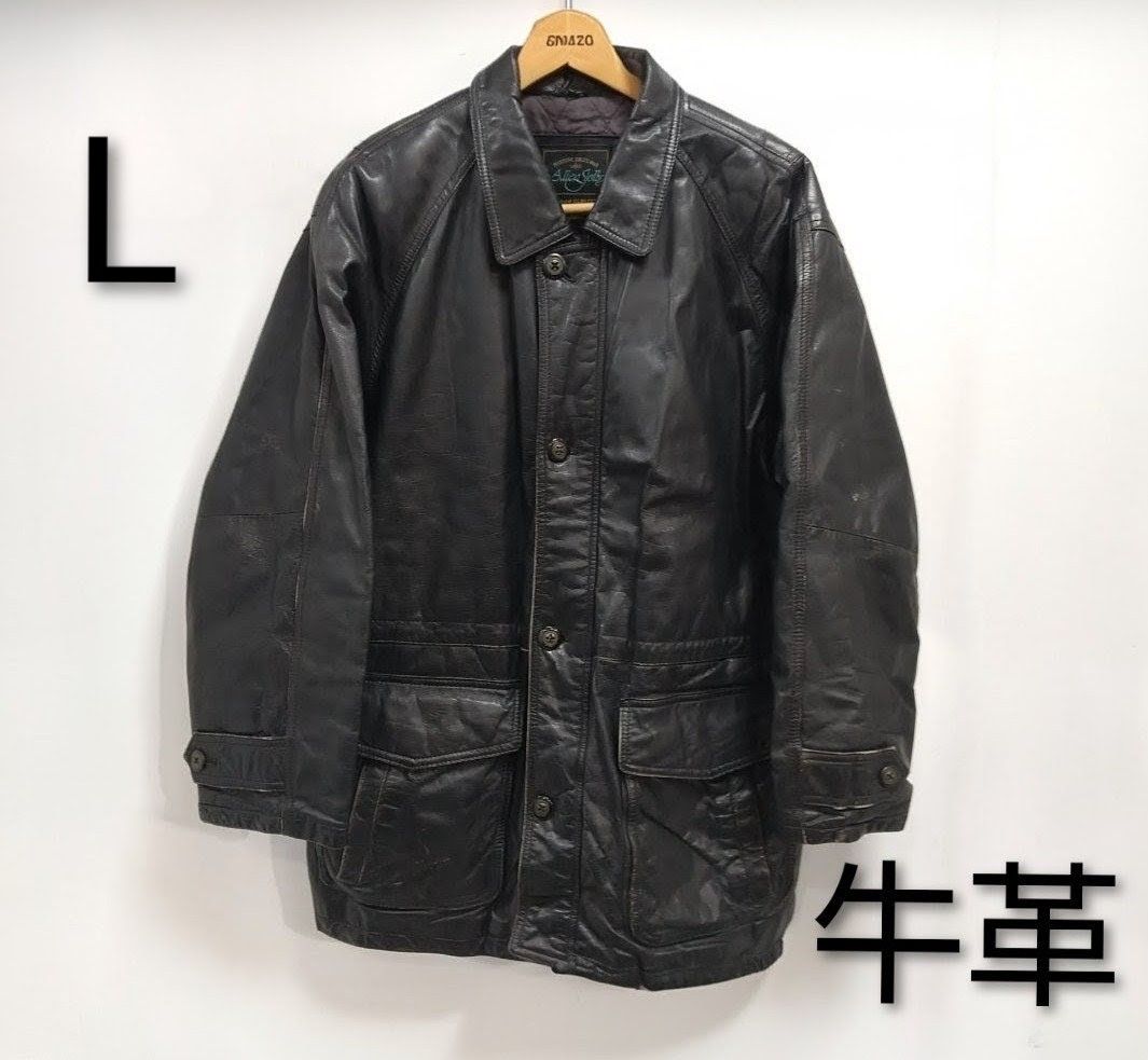 革ジャン　メンズ　3L ks94◇カーコート vintage Lサイズ レザージャケット 牛革 メンズ