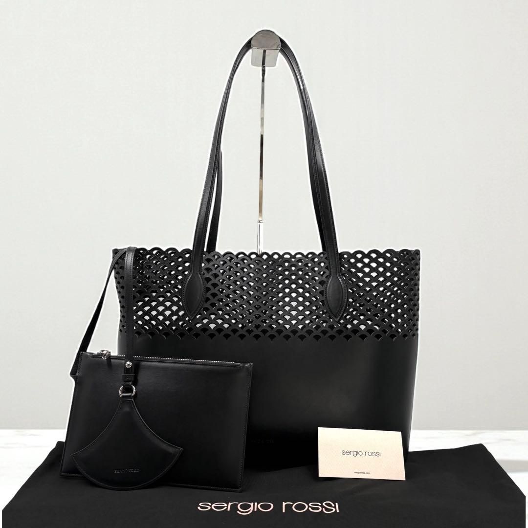 セルジオロッシ⭐︎新品未使用⭐︎ブラックトートバッグ 極美品】 セルジオロッシ SR MERMAID トートバッグ カーフレザー 黒