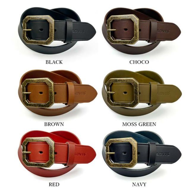 7000 赤 リーバイス 捻引き ベルト 本革 40ミリ ゴールド オクタゴン