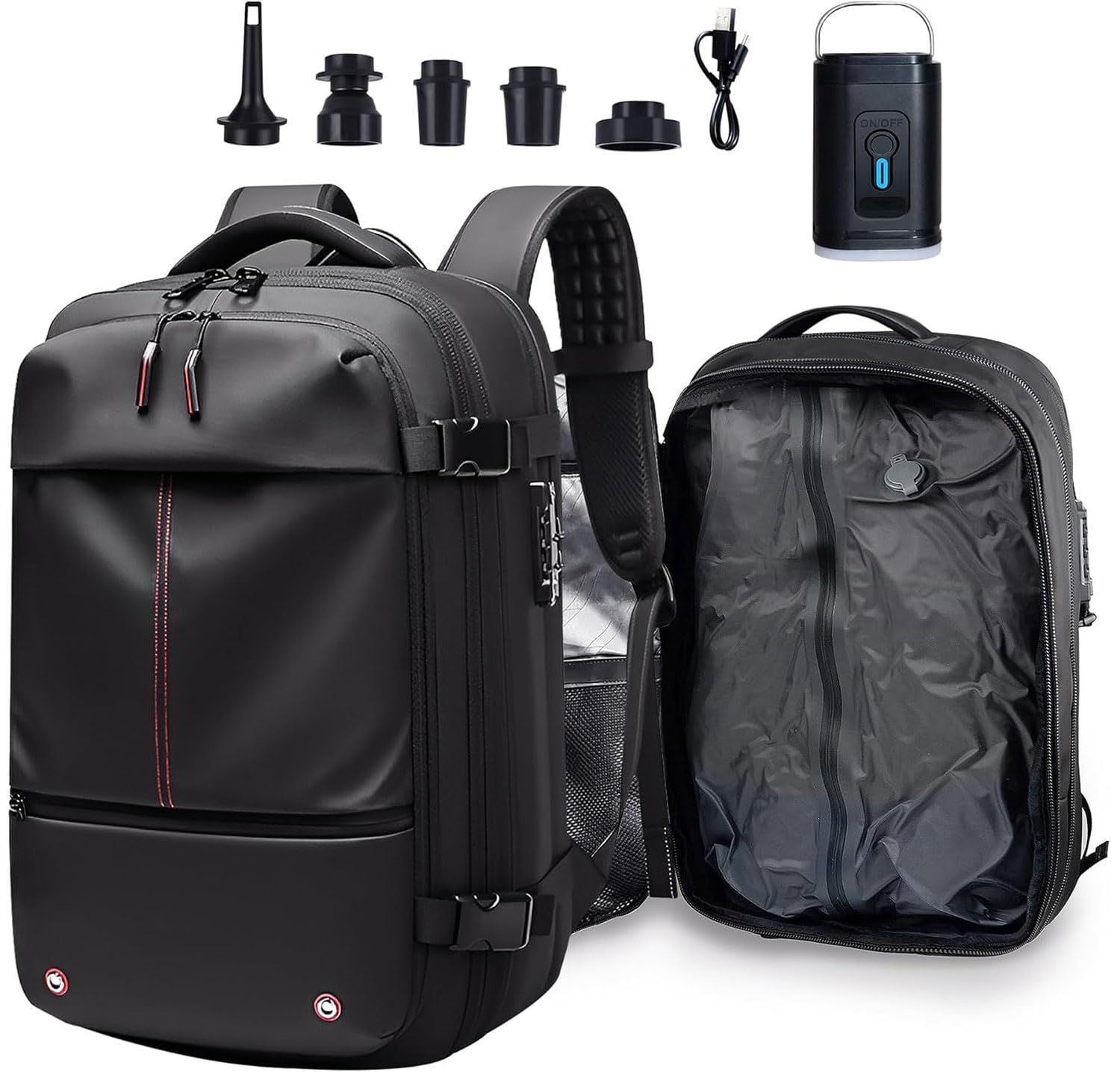 HVQ] 60L 真空圧縮リュックサック メンズ向け 旅行用バックパック TSA