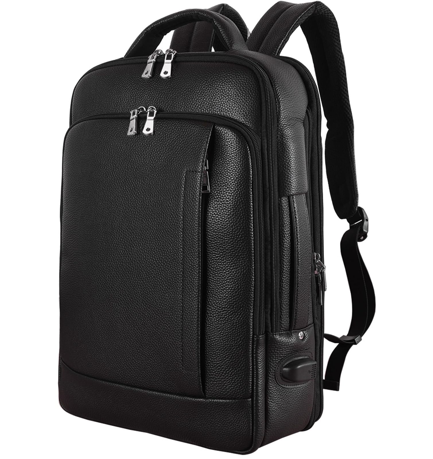 TIDING] ビジネスリュック メンズ 本革 【高級黒系シュリンクレザー