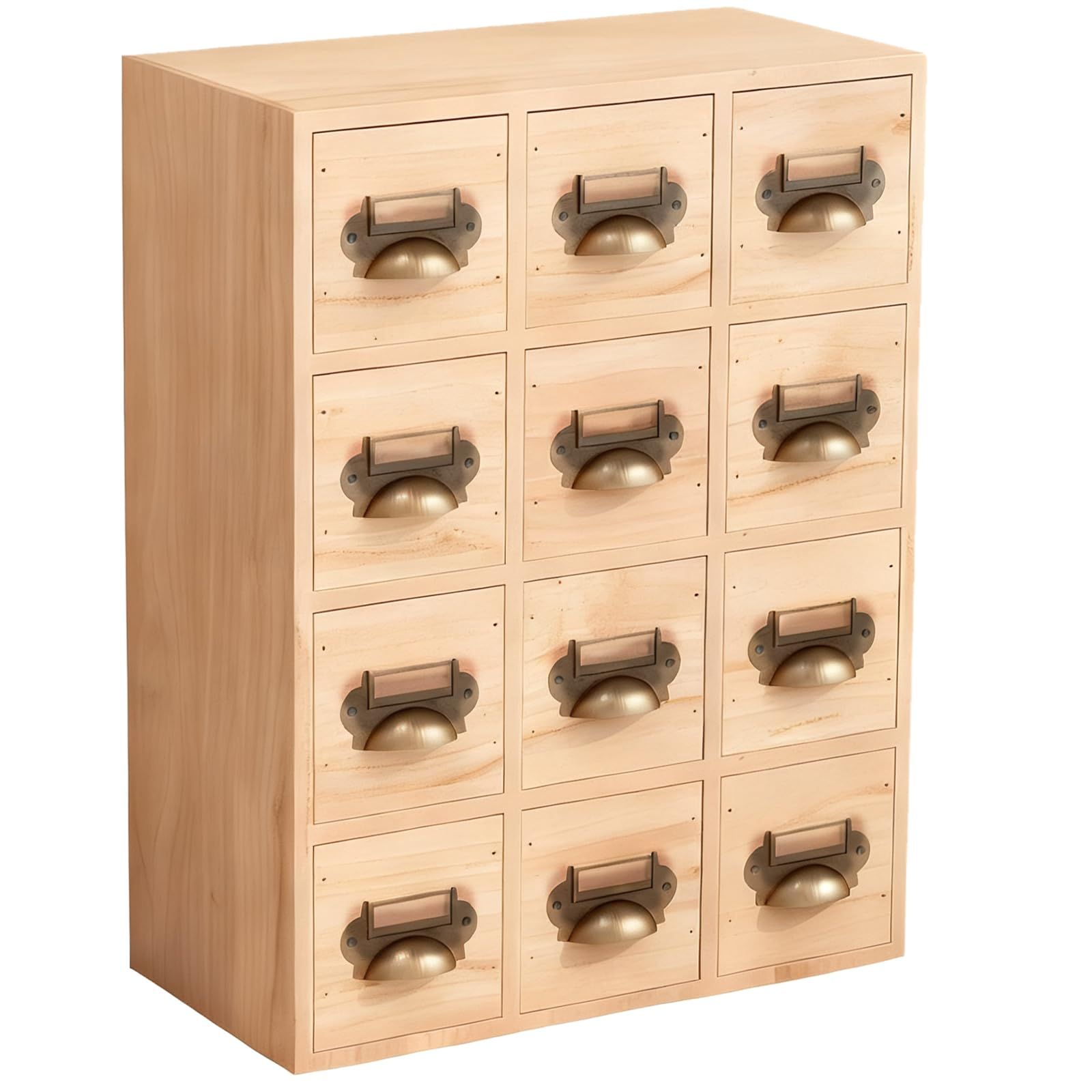 YASICA ミニチェスト チェスト収納箱 木製 4段12杯 引き出し付き