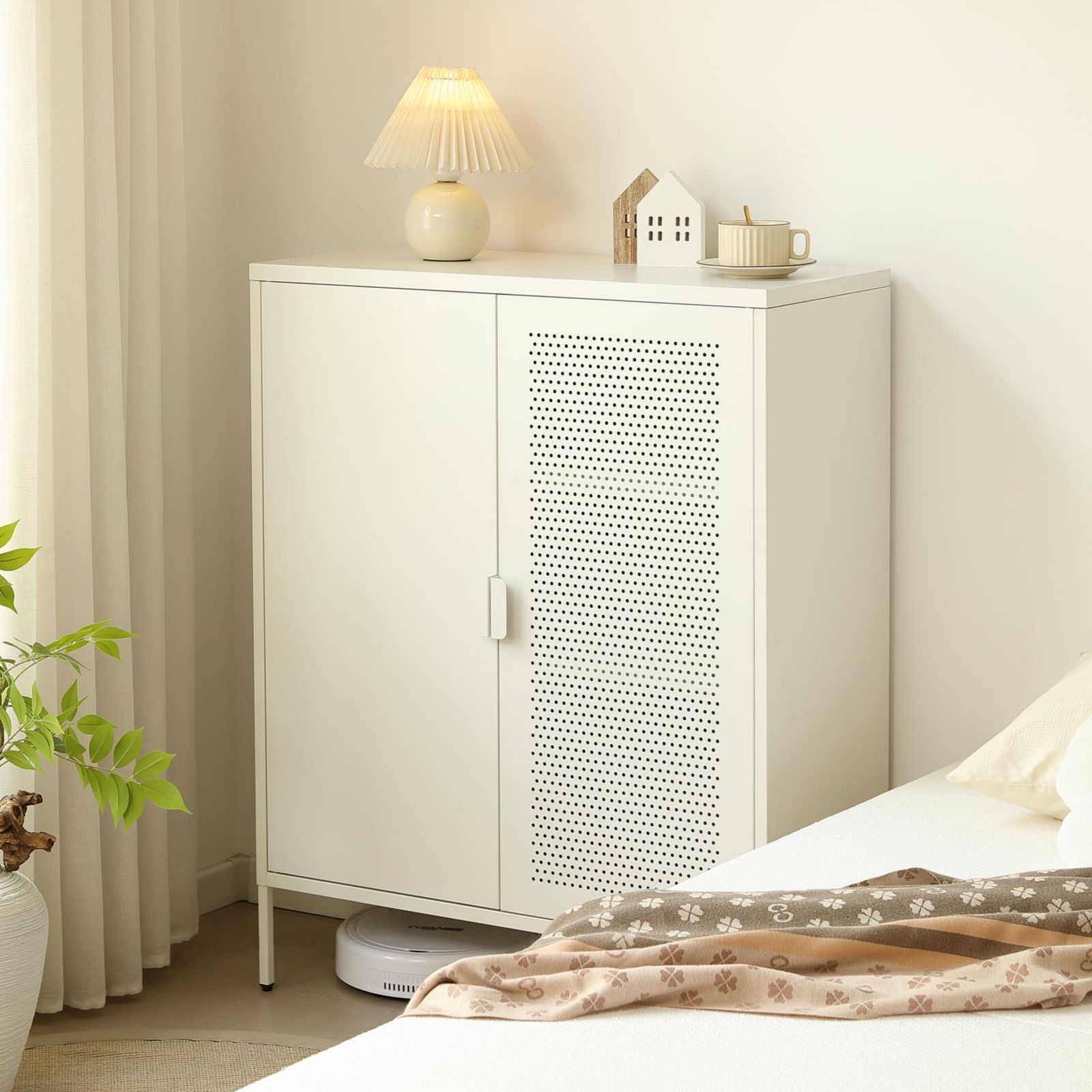 キャビネット スチール サイドボード キャスター付き 韓国インテリア 扉 金属製 OSJ キャビネット スチール サイドボード ドア付き 両開き 可動棚付き