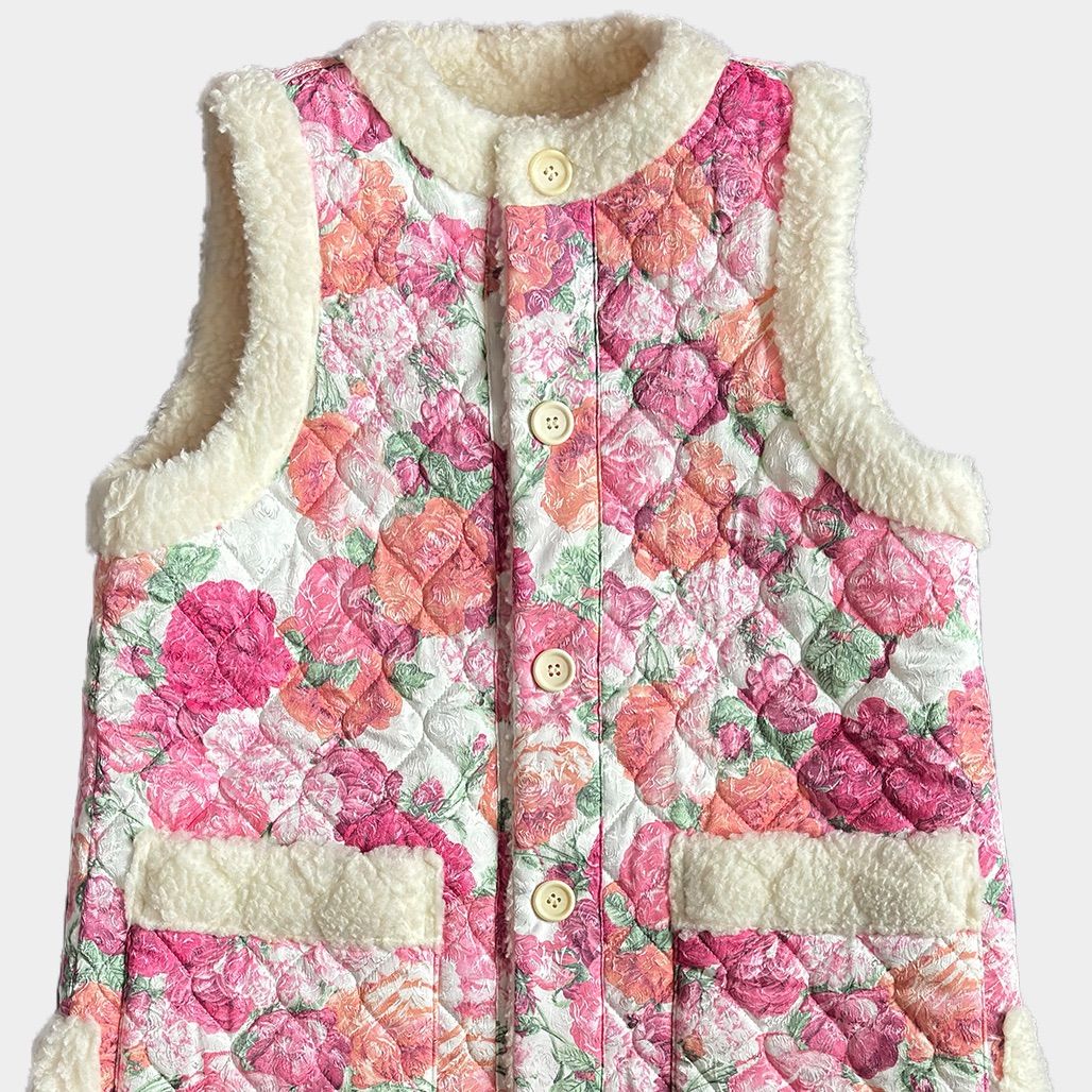 美品 ノワールケイニノミヤ 中綿刺繍ロングベスト コート キルティング