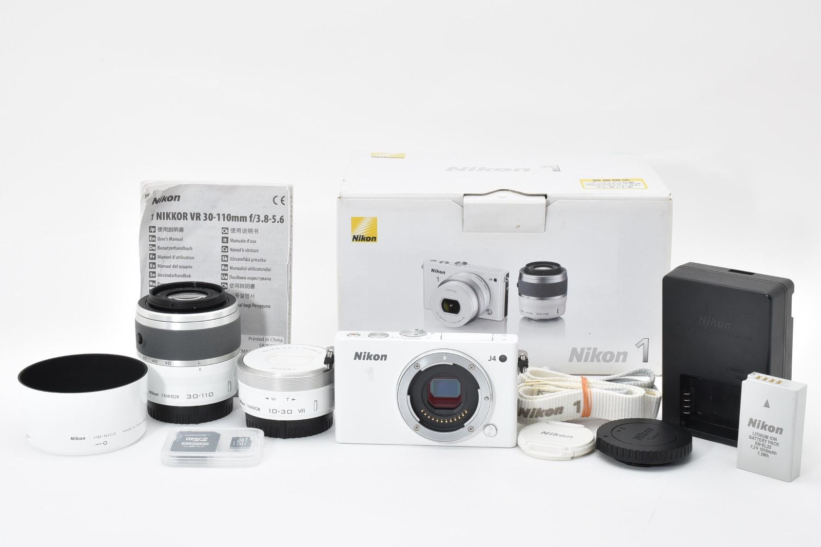 【美品】Nikon 1 J4 ホワイト セット売り Nikon 1 J ニコン ミラーレス J4 レンズキット ホワイト 中古 Wi-Fi