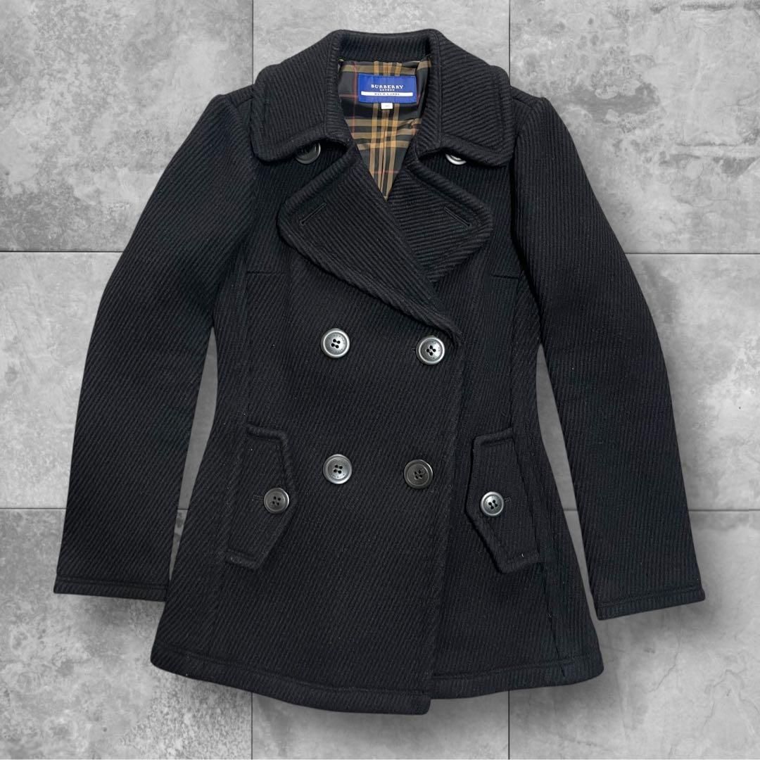 美品 バーバリーブルーレーベル Pコート ダブル 38 ブラック 4B