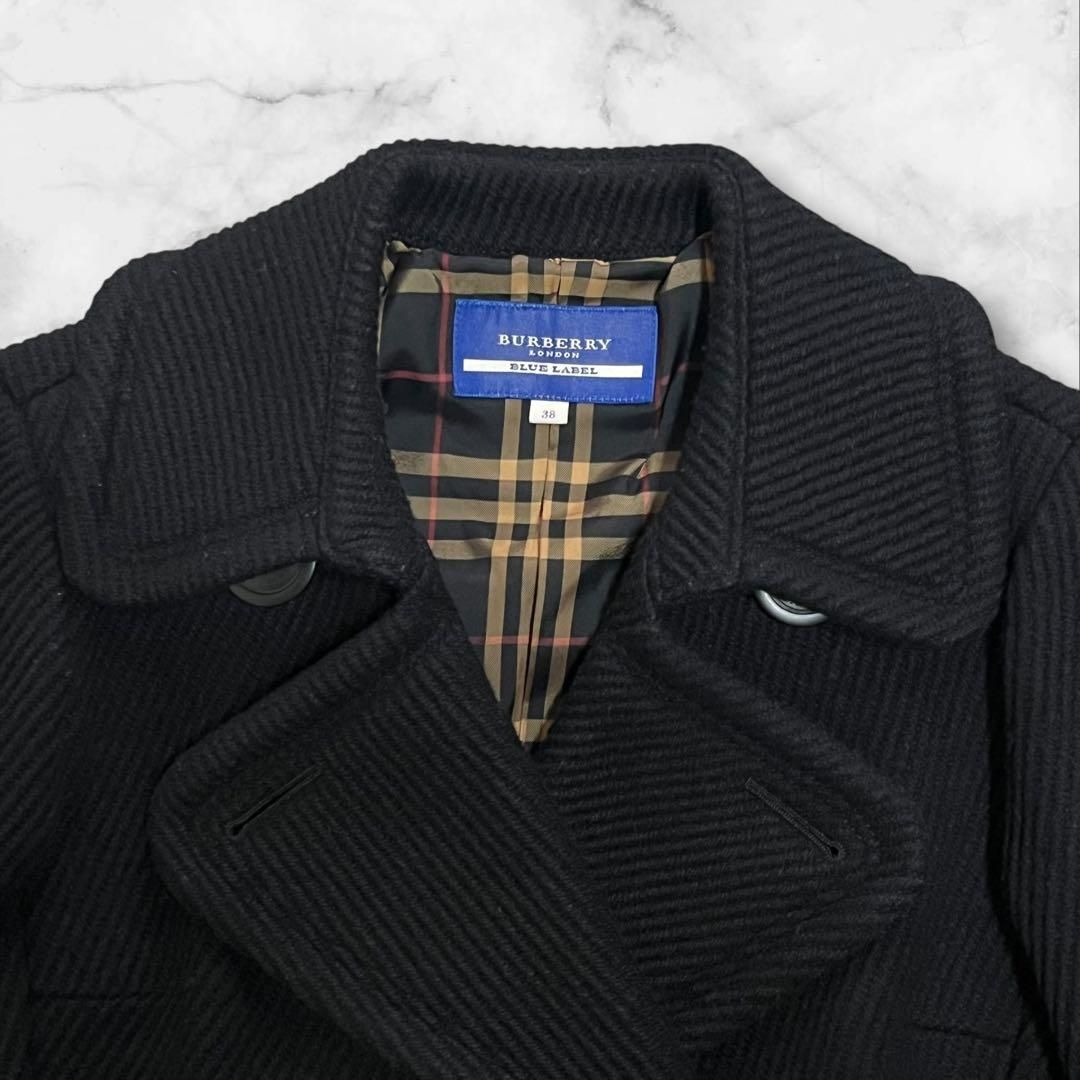 美品 バーバリーブルーレーベル Pコート ダブル 38 ブラック 4B
