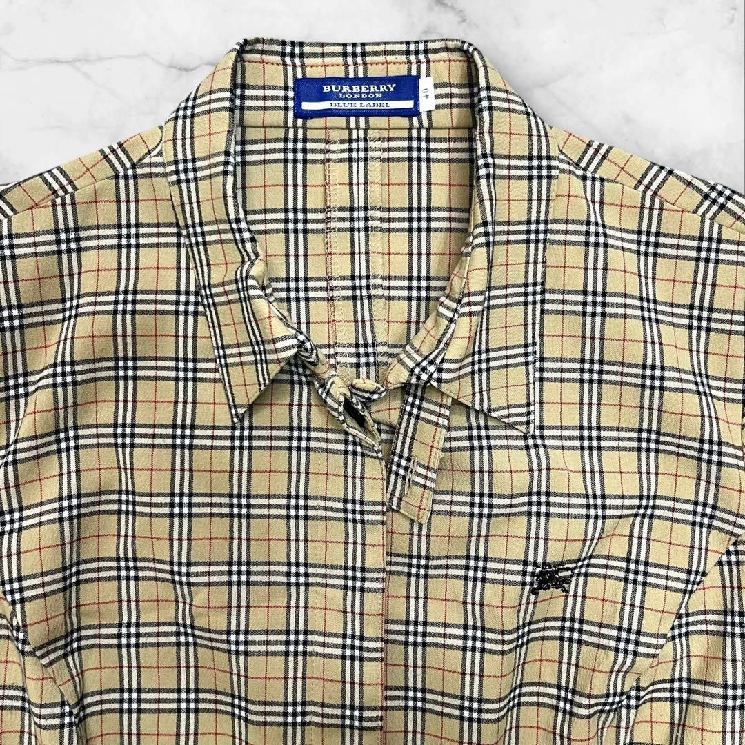 美品 バーバリーブルーレーベル シャツワンピース L ホースロゴ ノバ