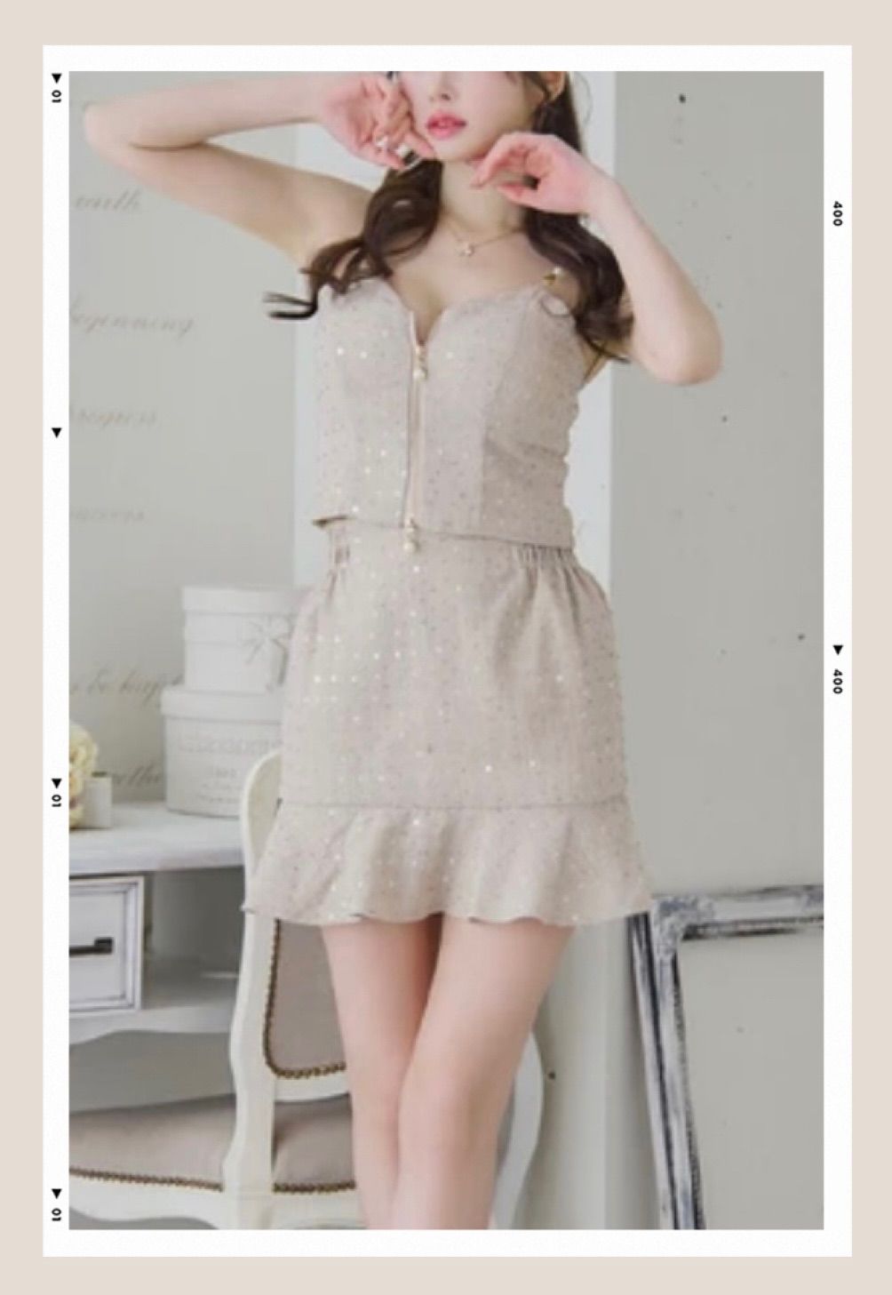 新品 キャバドレス ミニドレス キャミ セットLoveRich ベージュ - メルカリ