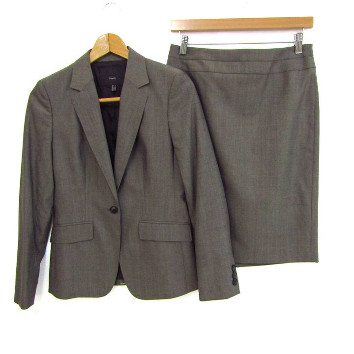 ICB★スーツ3点セット★アイシービー★グレー★ストライプ★9号★美品 セール】 【セットアップ対応】ウールストレッチ テーラードジャケット