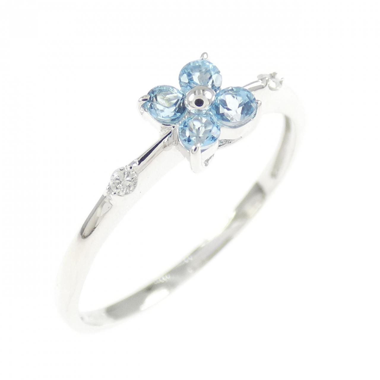 K14WG フラワー ブルートパーズ リング - メルカリ