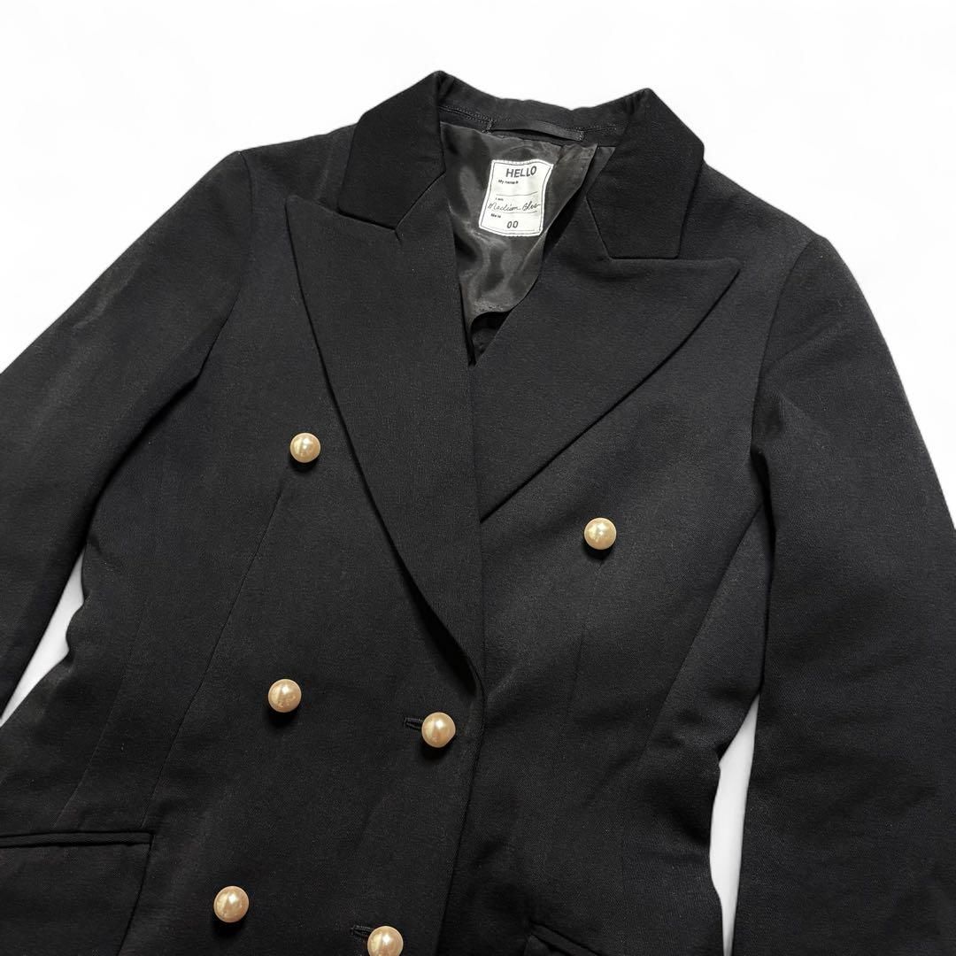 マディソンブルー パール ダブル チェスターコート ブラック 00 ロング